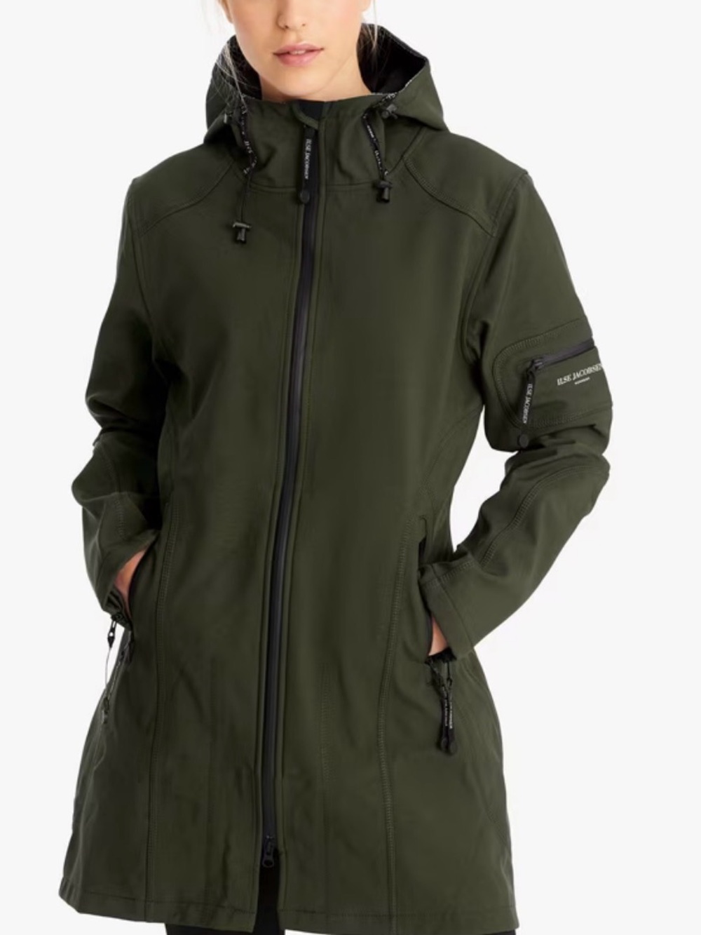 Ilse Jacobsen Olive Green Hooded Raincoat